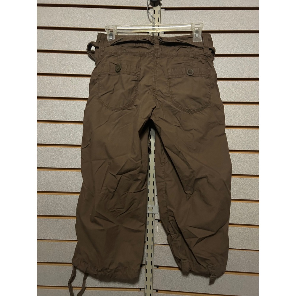 HM Womens Brown Cargo Capri Pants Ruched Side Drawstring Hem Size 6 Y2K Gorpcore - Picture 5 of 5